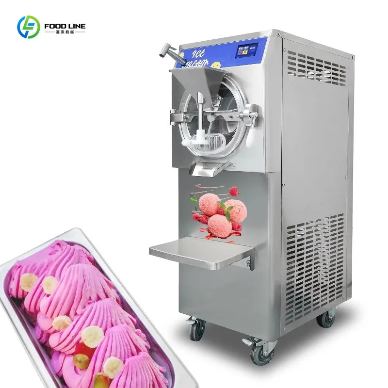 

Customized Restaurant Grade Commercial Hard Ice Cream Machine 5 Program Patent Horizontal Italian Batch Freezer Equipment
