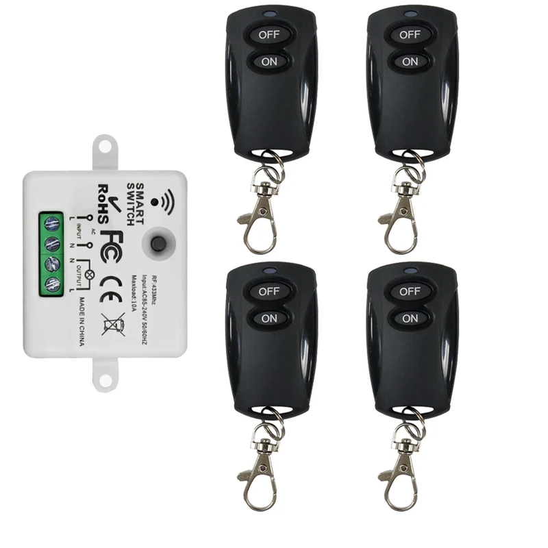 433Mhz Universal Wireless Remote  AC 110V 220V 1CH rf Relay &Transmitter Remote Garage/LED/Light/Fan/Home appliance Control swit
