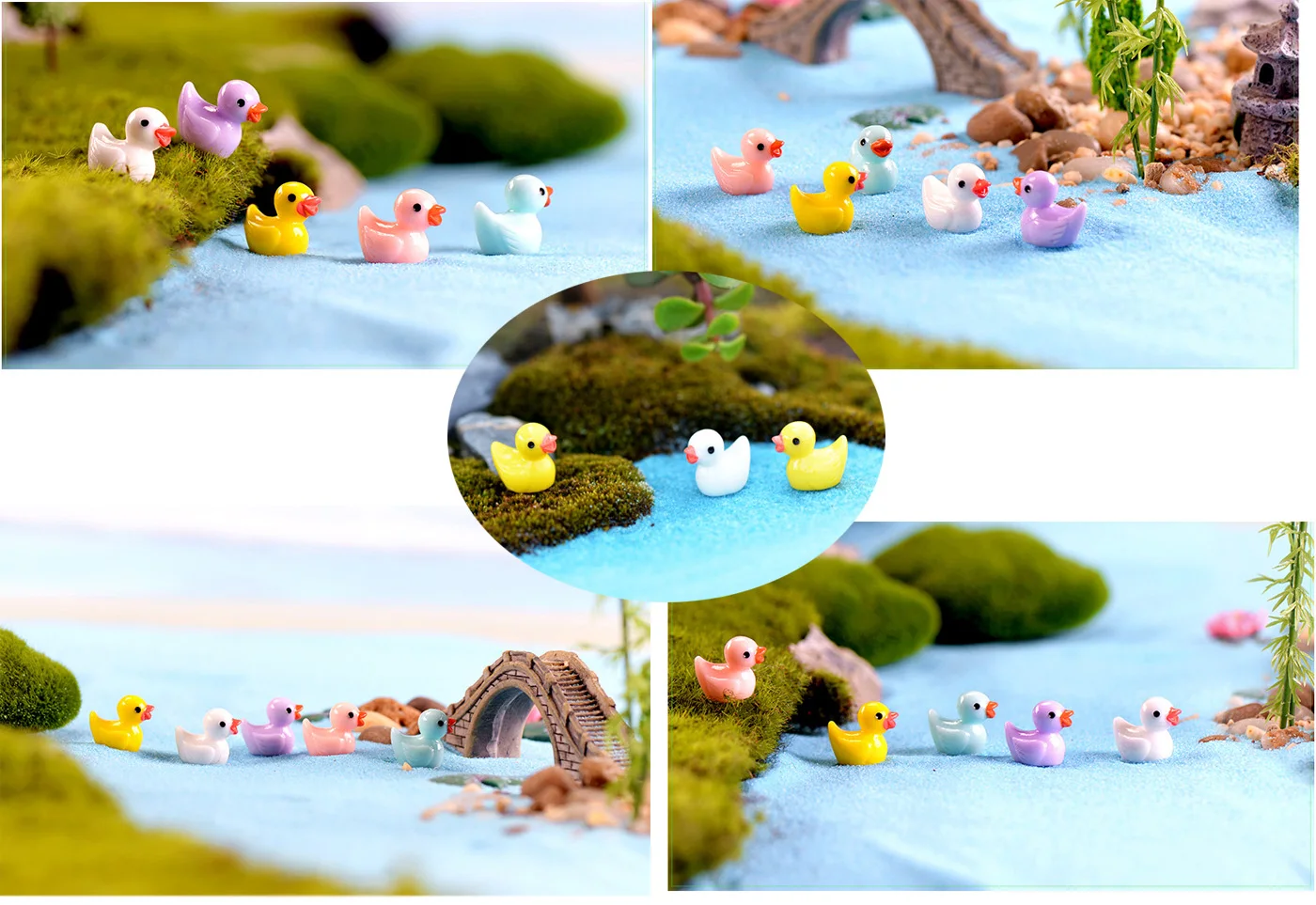 Mini Resin Duck Dollhouse Ornament Miniature Figures Micro Garden Landscape Ornament Potted Plants Cake Decoration DIY