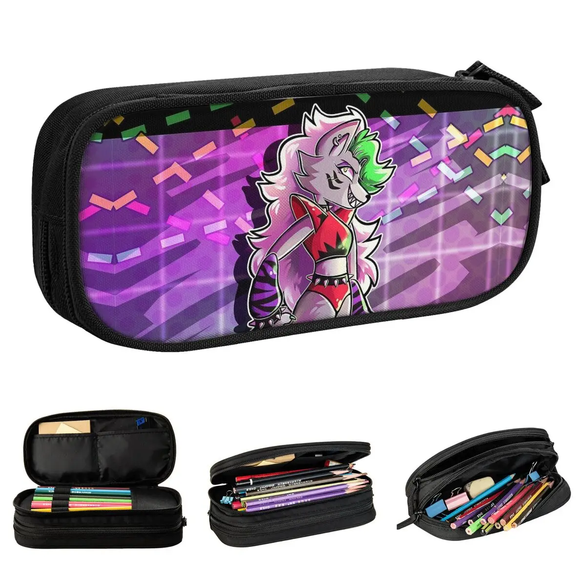 Roxanne Wolf FNAF Game Pencil Cases Security Breach Pen Holder for Student Big Capacity Bags School Supplies Gifts Stationery