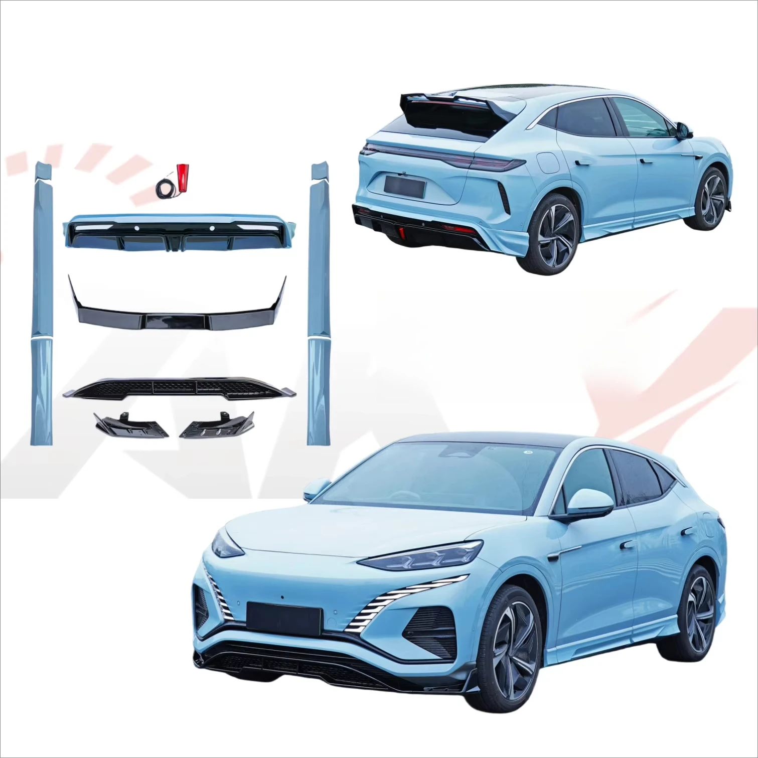 

PP Material Bodykit for DENZA N7 Front and Rear Lips Side Skirts Rear Wing Factory Wholesale Car Accessories Easy Installation