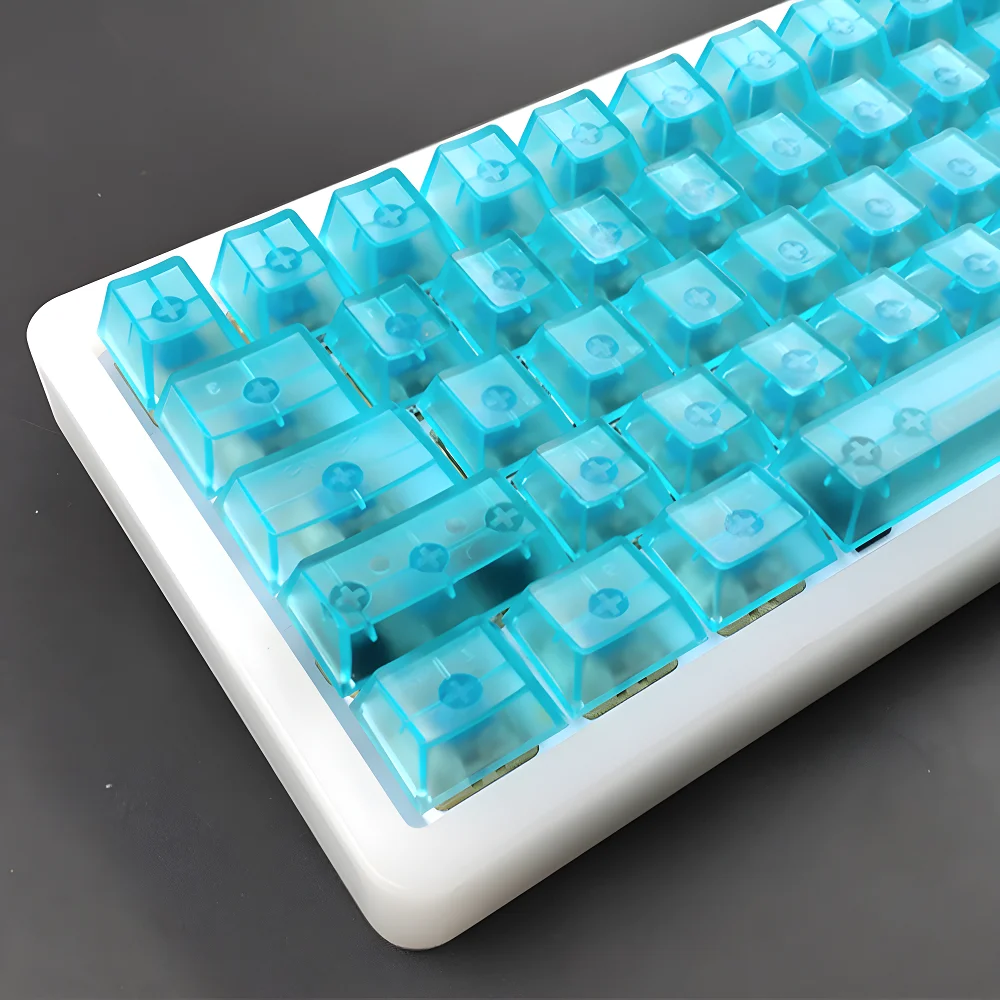 139 Keys Silkscreen Transparent Cherry Keycaps Translucent Glacier Crystal 139 Keys for 60/80/87/98/104/108 Mechanical Keyboards