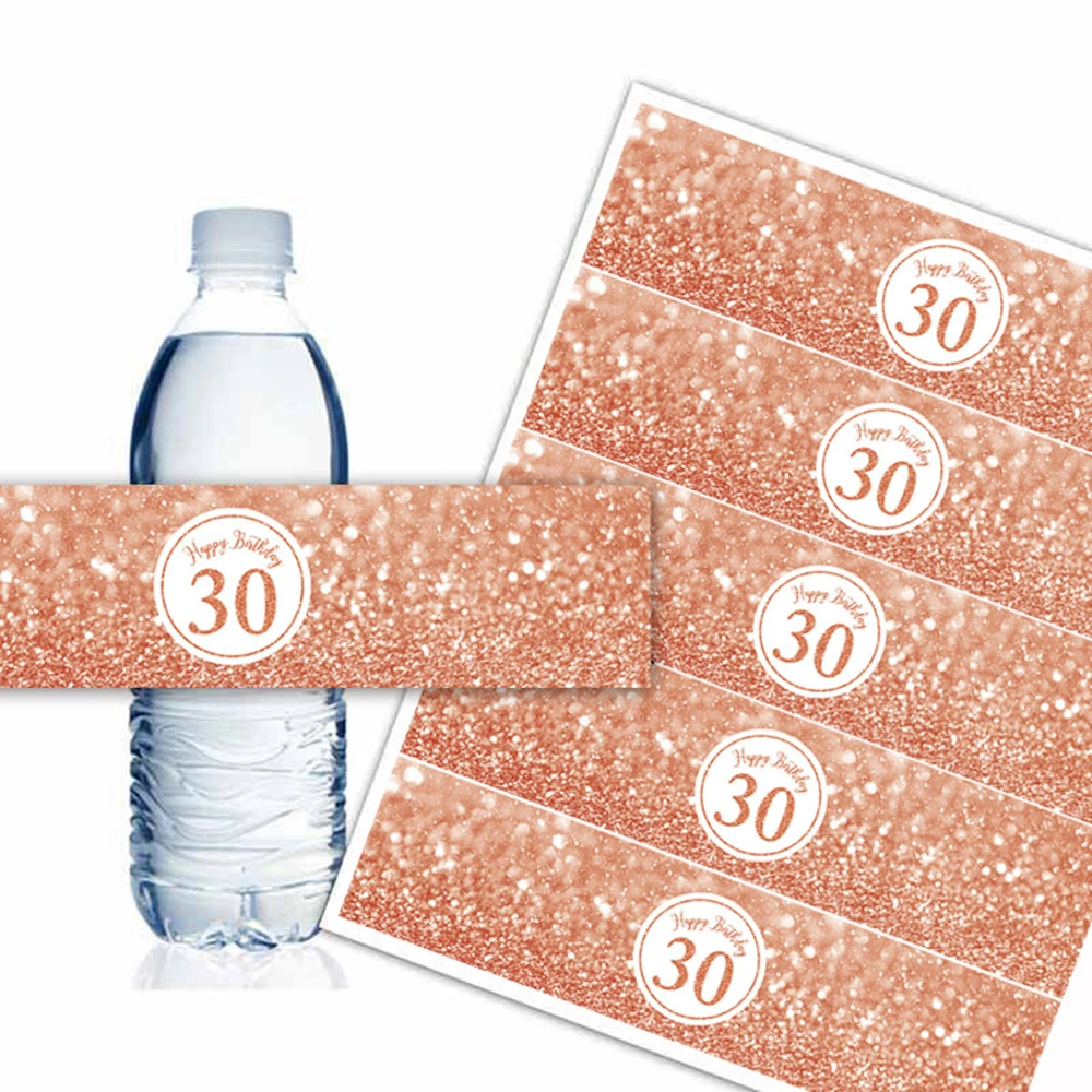 20 Stück Happy Birthday 18 30 40 50 60 Jahre Wasserflaschen-Aufkleber Digitale Etiketten Happy Birthday Party Dekoration Flaschenaufkleber – Detail 2