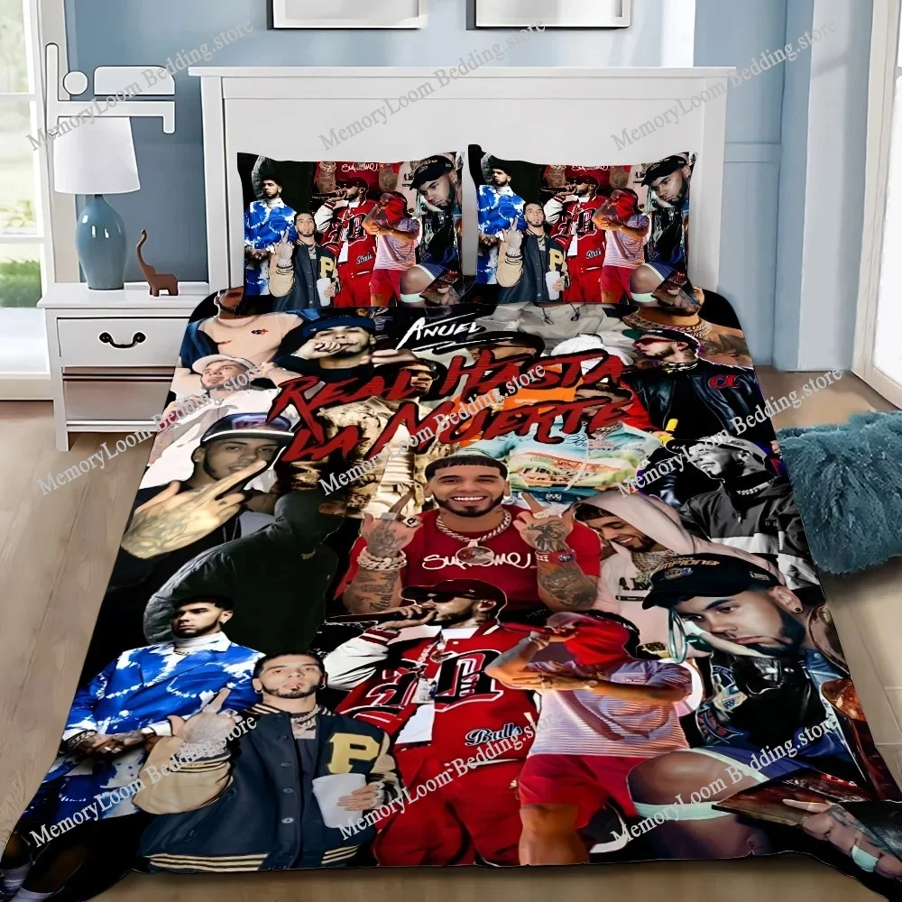 Anuel AA Real Hasta La Muerte Duvet Cover Pillowcase Bedding Set Adult Boy Girl Bedroom Decoration Children Gift Single Double