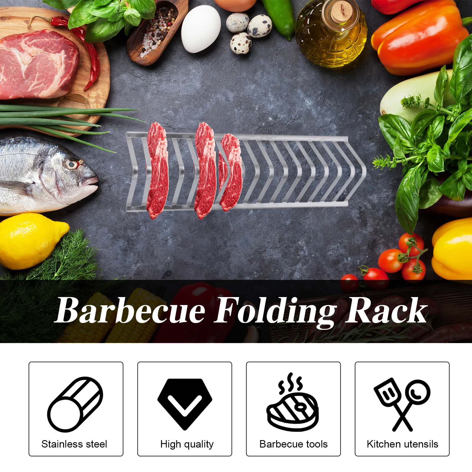 

1Pcs Outdoor Portable Bbq Rack Stainless Steel Foldable Barbecue Grill Stand Camping Picnic Roaster Barbecue Rack