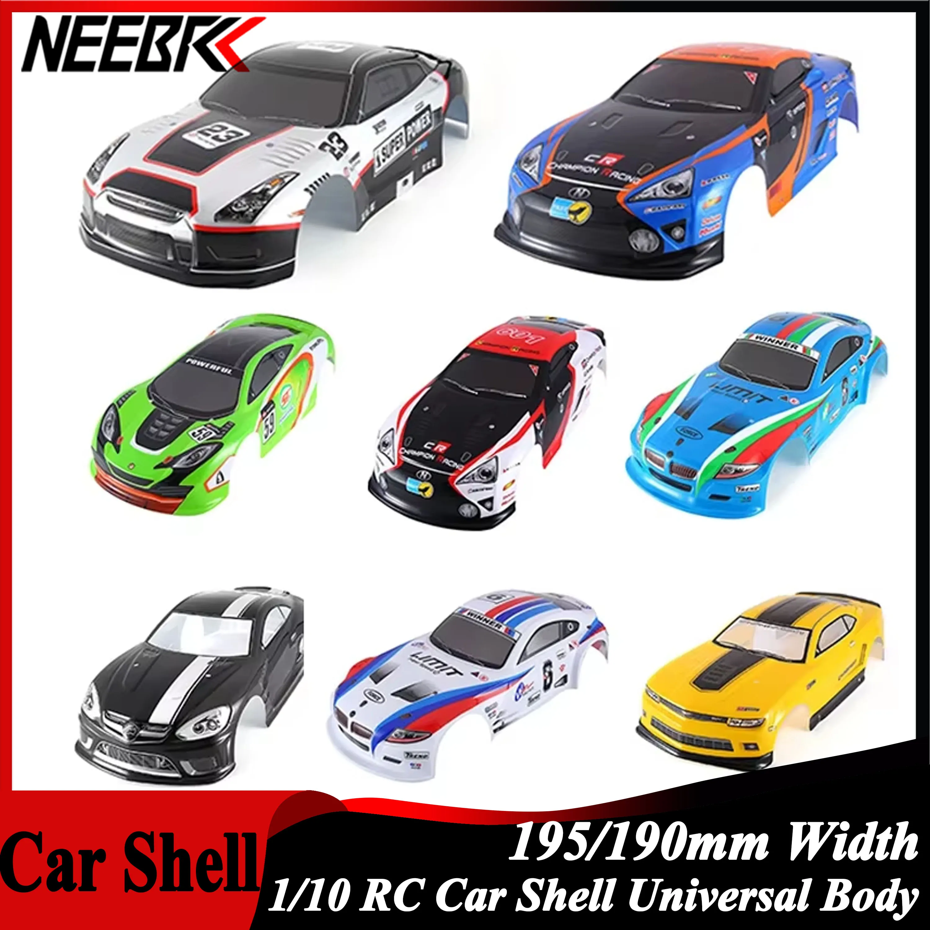 

NEEBRC 1/10 RC Car Shell Painted Body 190/195mm Width PVC Cover for 1:10 RC Body Racing Drift Touring Hsp Yokomo Hpi ZD TAMIYA