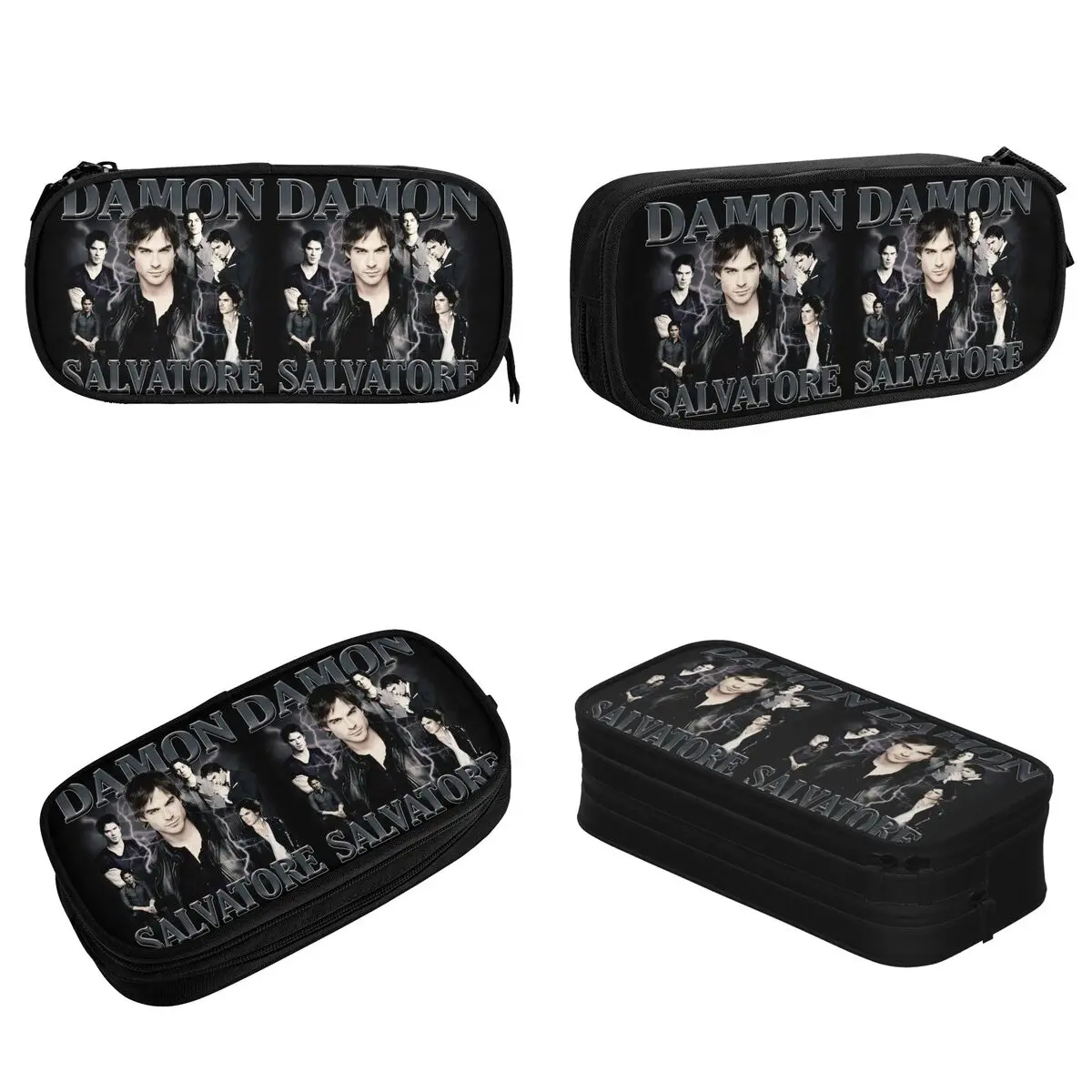 Damon Salvatore Pencil Case The Vampire Diaries Ian Somerhalder Tv Series Pen Bag for Student Large Storage Office Pencilcases