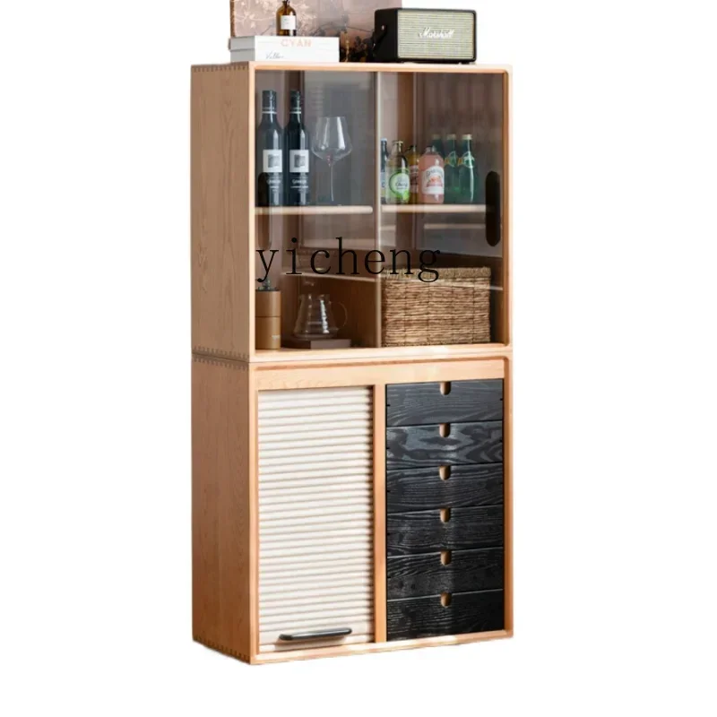 

Vintage Solid Wood Dining Side Locker Wall Storage File Cabinet Hallway Living Room Assembled Cabinet