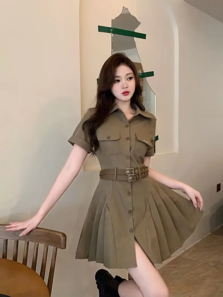 

Women's Short Sleeve Polo Collar Print Summer Dress, Elegant Casual Office Dresses, Ladies French Vintage Female Vestidos, 2023