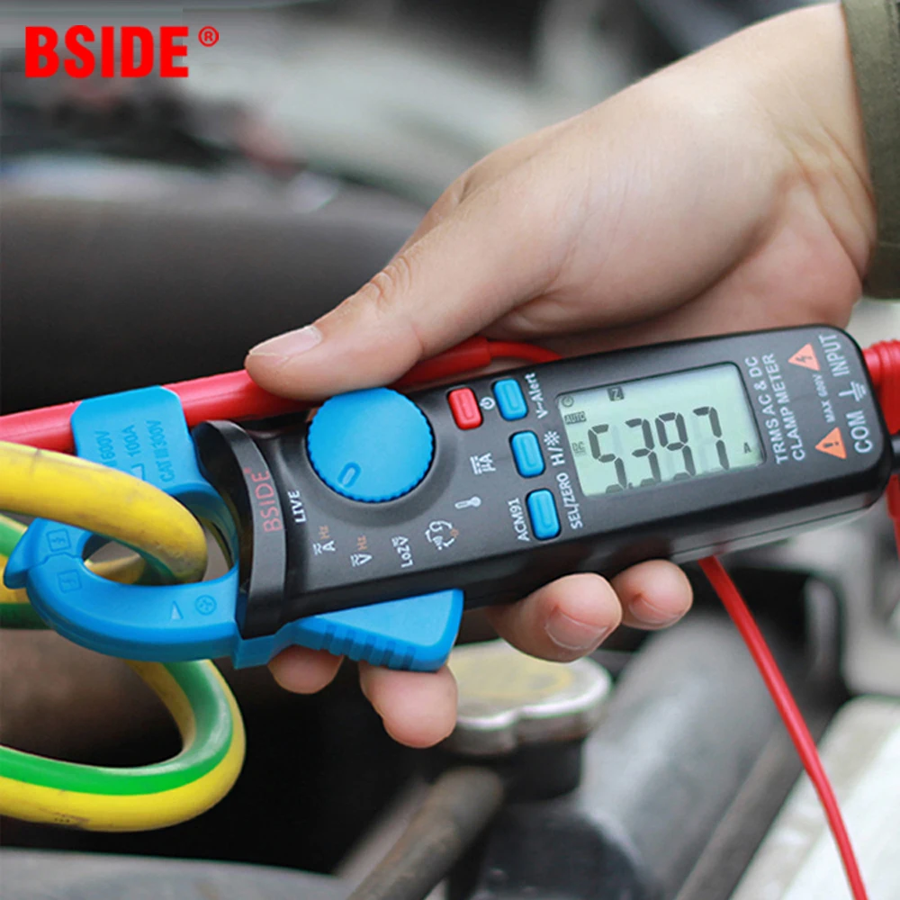 BSIDE Digital Clamp Meter ACM91 True RMS 6000 DC/AC 100A 1mA Ammeter multimeter Car Current Voltmeter capacitance temp Hz tester