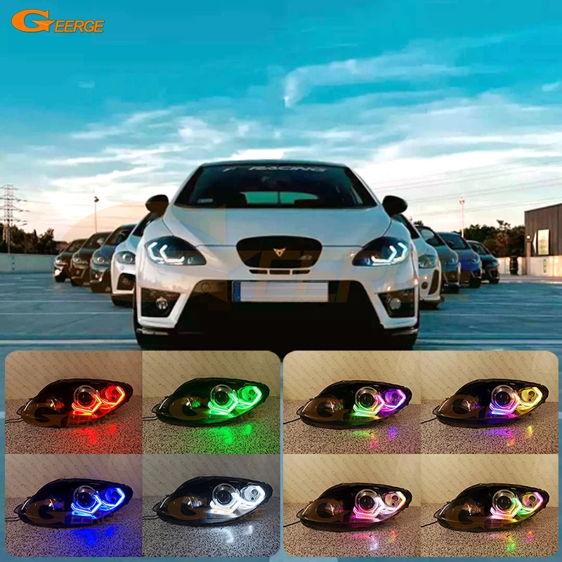 For SEAT Leon Mk2 1P Altea Ultra Bright Concept M4 Iconic Style Dynamic Multi Color RGB LED Angel Eyes Kit Halo Rings