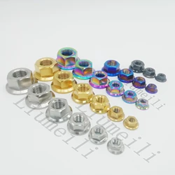Liumeili Titanium Ti GR5 M5 M6 M8 M10 M12 M14 Flange Nut Screws Bolts for Motorcycle Bicycle Bike