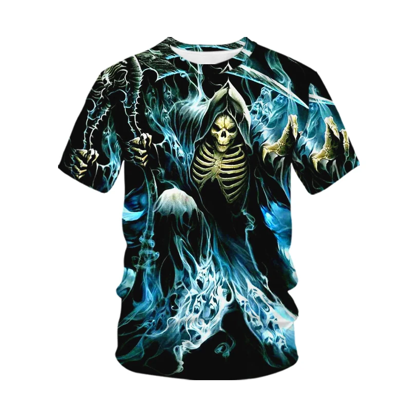 Summer Funny Skeleton 3D Print T-Shirts Streetwear Men Horror Fashion Harajuku Casual Oversized T Shirt Tees Tops Clothing