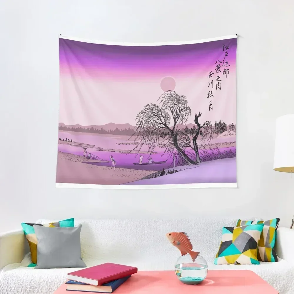 

autumn moon over tamagawa river Tapestry Anime Decor Wall Decor Hanging Tapestry