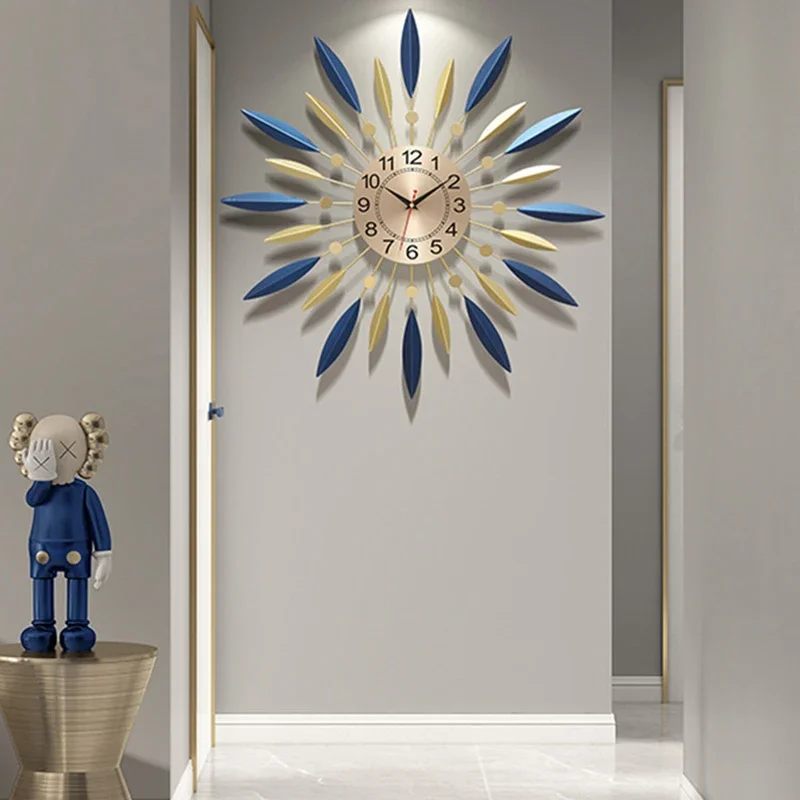 A*-Nordic Metal Wall Art Wall Clocks Vintage Interior Bedrooms Design Silent Creative Wall Watch Fashion Simple Home Decor./