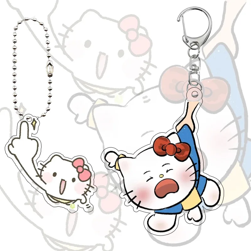 

Creative Kawaii Hello Kitty Anime Acrylic Keychain Funny Cartoon Couples Bag Pendant Mobile Phone Charm Accessories Gifts Toys