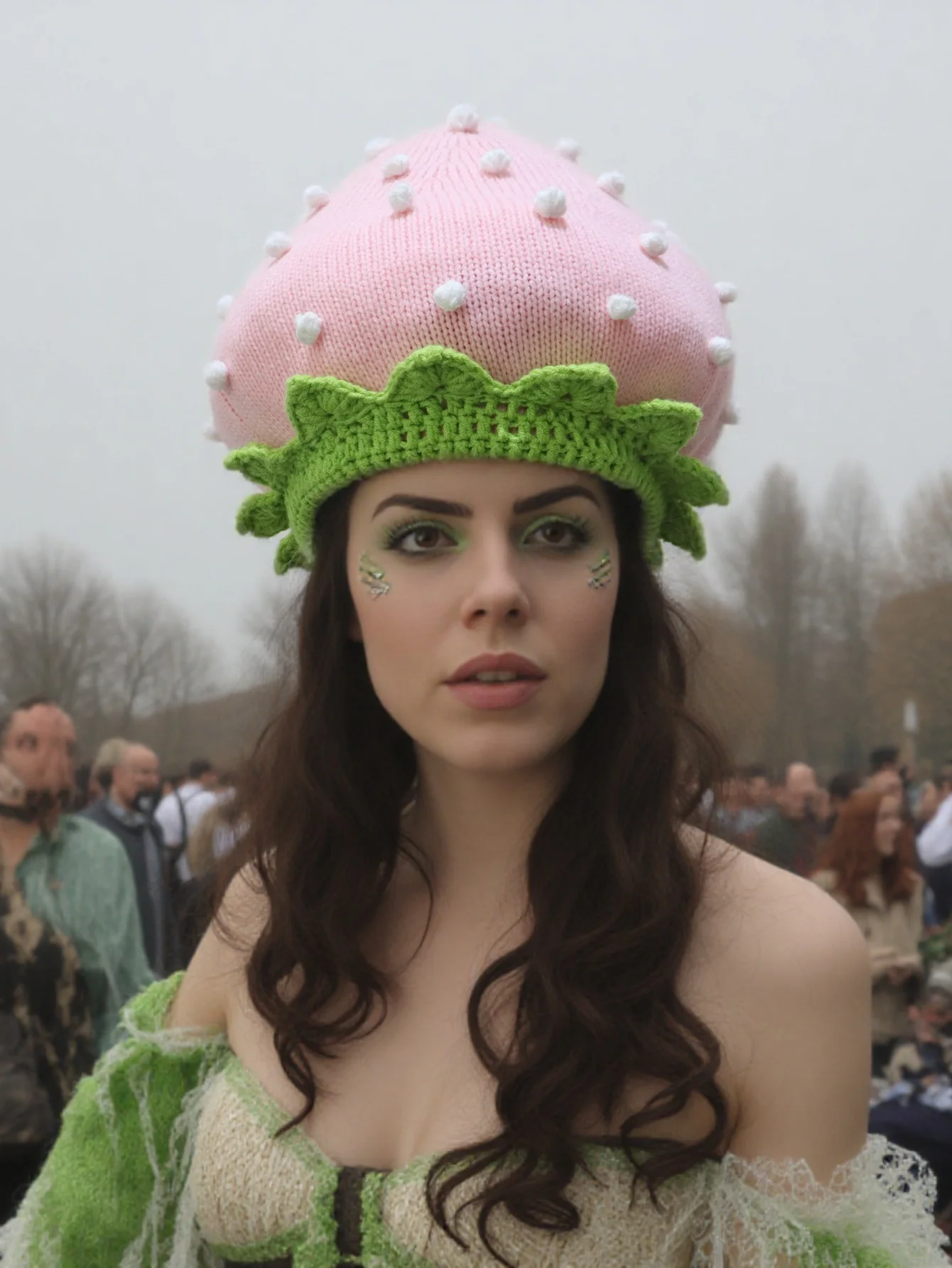 Original Design Women's Hat Handmade 3D Knitted Strawberry & Blueberry Crochet Beret Hats