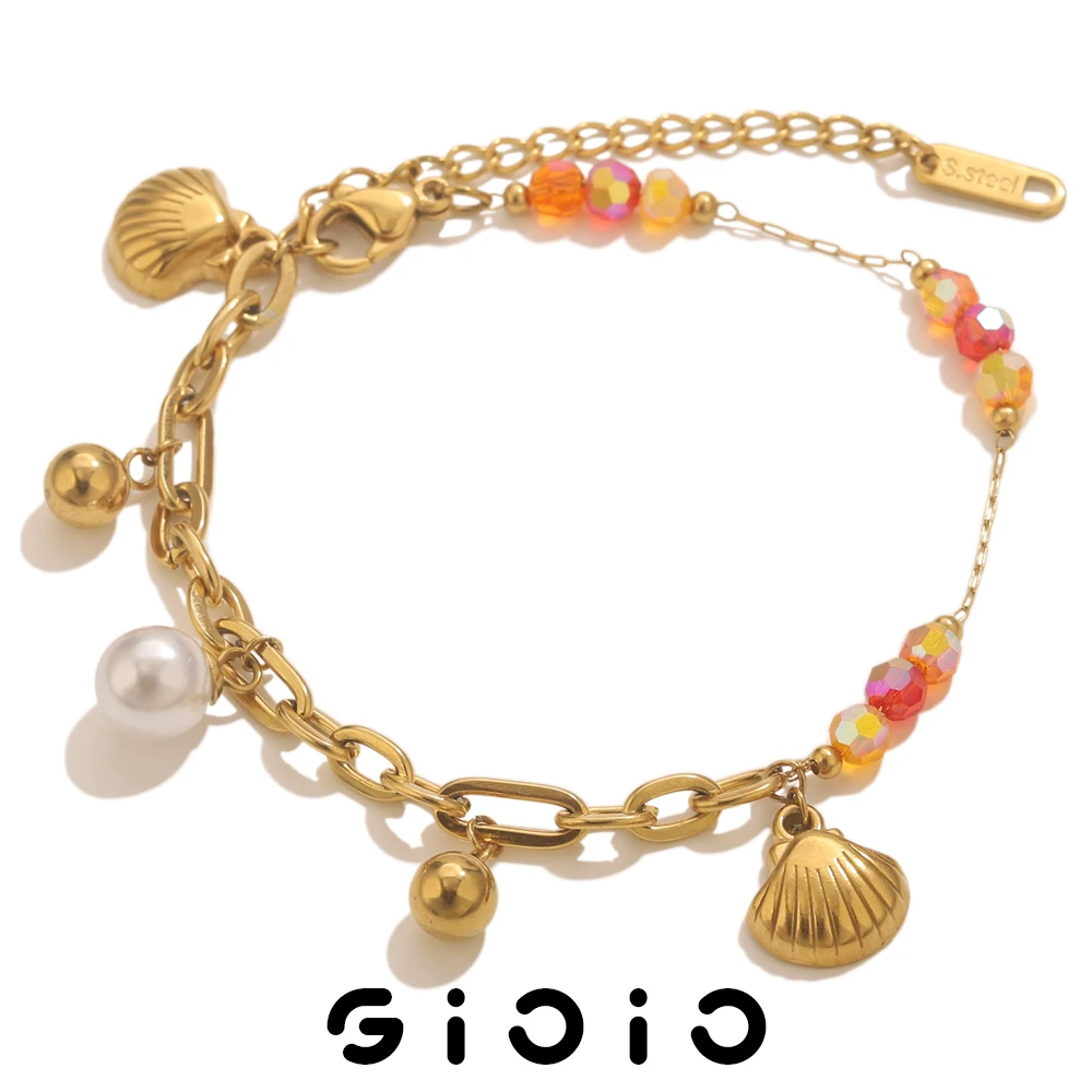

GIOIO Beach Style Charm Shell Bracelet Stainless Steel Bracelet Women's For Women Daily Fashion Jewelry Waterproof Accessories