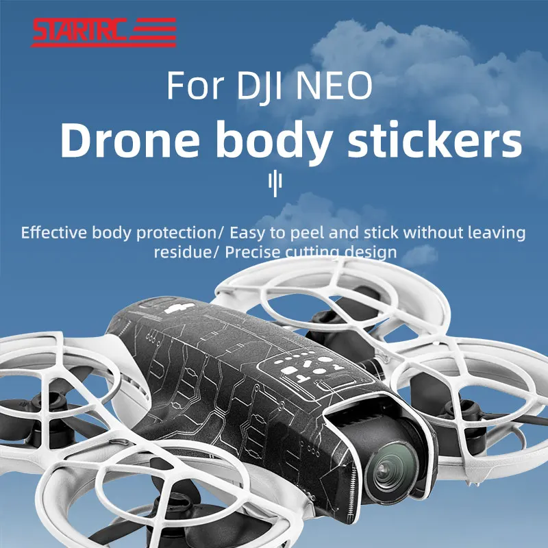STARTRC-Ensemble d'autocollants décoratifs pour DJI Neo Drone, autocollant de décoration, peau de décalcomanie cool, film de protection anti-rayures, accessoires
