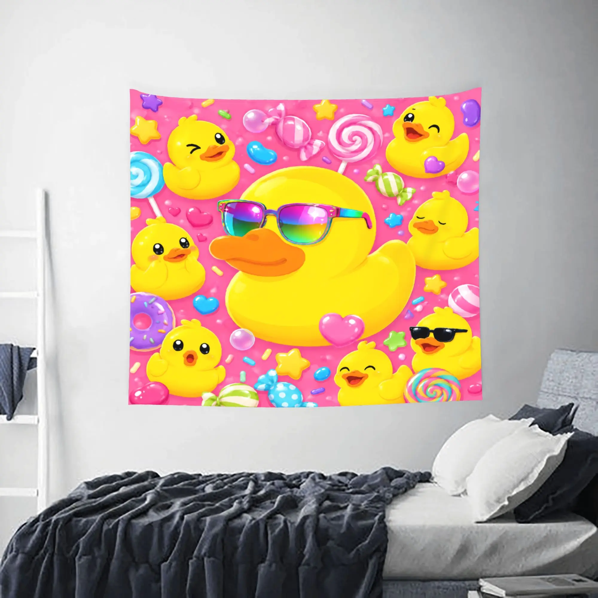 Cute little yellow duck theme Customized Tapestry Bedroom Decoration  Wall Hanging Blanket Tapestry Cool Stuff For Room