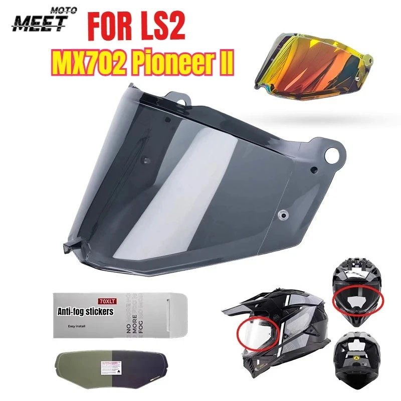 For LS2 MX702 Pioneer II Helmet Visors Helmet Anti-fog Stickers Light Black Lens,Day and Night Universal Gold Red Lens