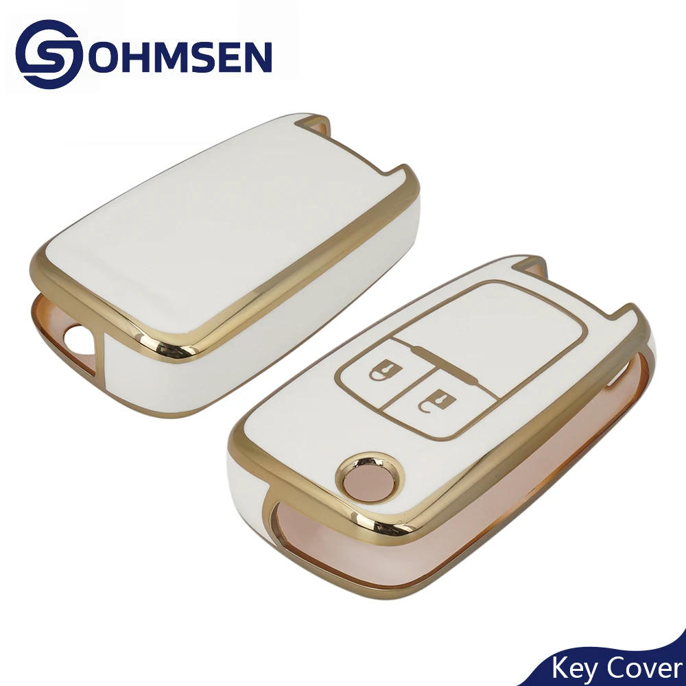 OHMSEN Car Key Case Cover For Chevrolet Cruze Spark Orlando Malibu For Opel Vauxhall Astra J Corsa D E Zafira Mokka White