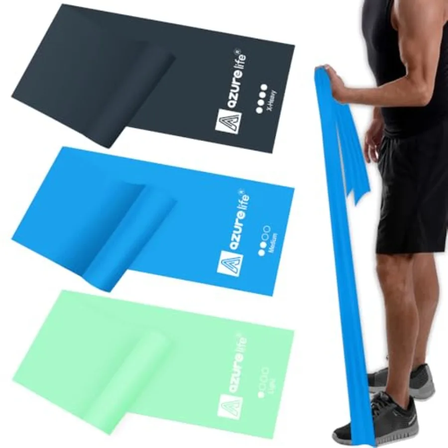 Professional Long Non-Latex Resistance Bands for Physical Therapy Yoga Pilates Rehab At-Home or Gym Strength Training in Black