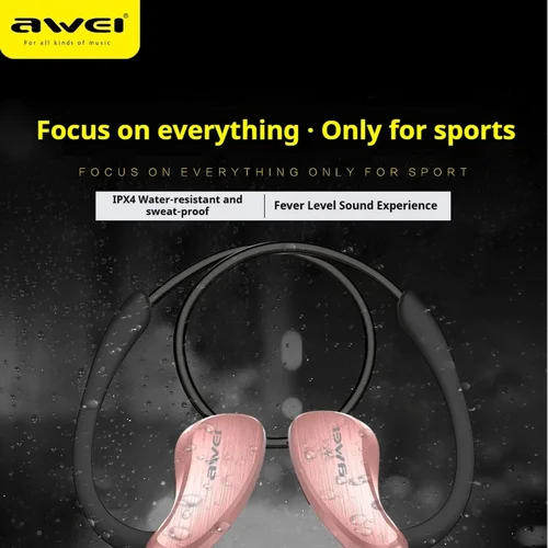 Imagen 1 del producto Auriculares Bluetooth deportivos A885BL Awei, 23,5 g, ligeros y IPX4 impermeables, NFC y CVC6.0, reducción de ruido, correr/gimnasio
