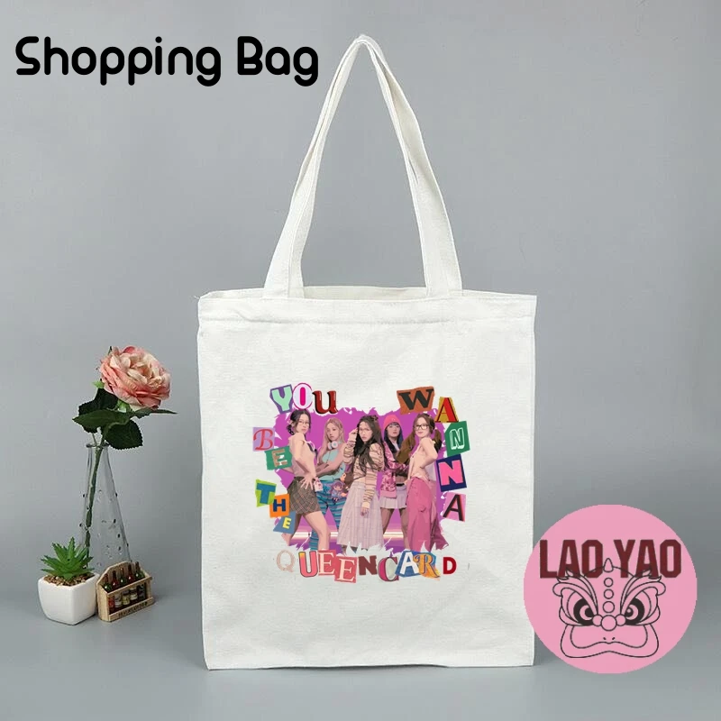 G-IDLE Kpop Shopper Bag per le donne borse di stoffa Totebag Tote Shopping estetica donna tela grande studente universitario nome personalizzato