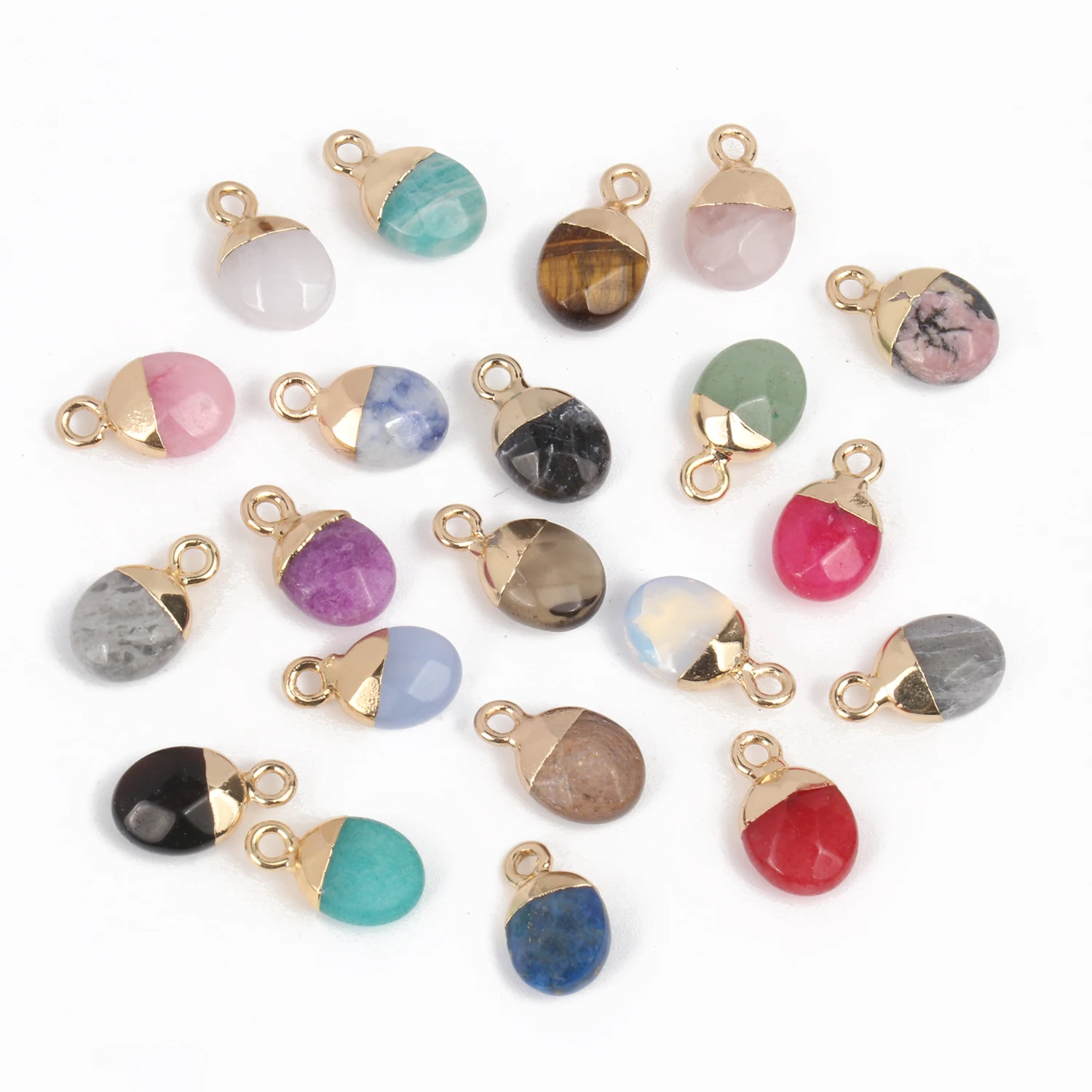 14x8mm Faceted Natural Stone Pendant Agate Jade Quartz Women Charms Jewelry Making For diy Handmade Necklace Accessory Wholesale