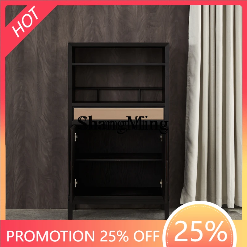 FG good-looking  new Chinese Zen solid wood floor-to-ceiling multi-layer tea set storage display cabinet