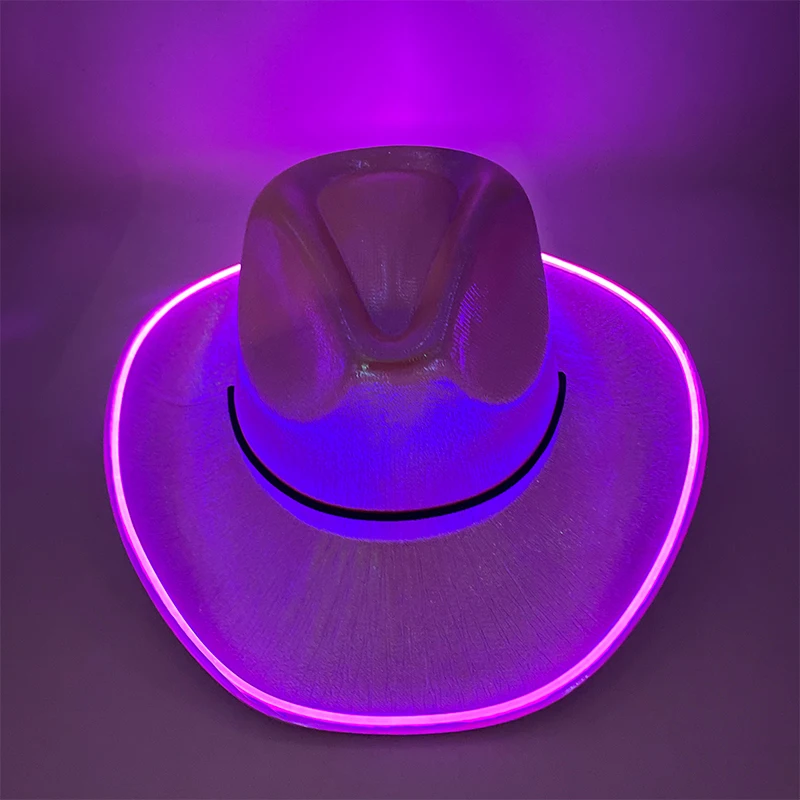 Cappello da cowboy perlescente a LED in stile wireless Festival Disco Sposa Festa di addio al nubilato Forniture natalizie Cappello da cowgirl occidentale illuminato