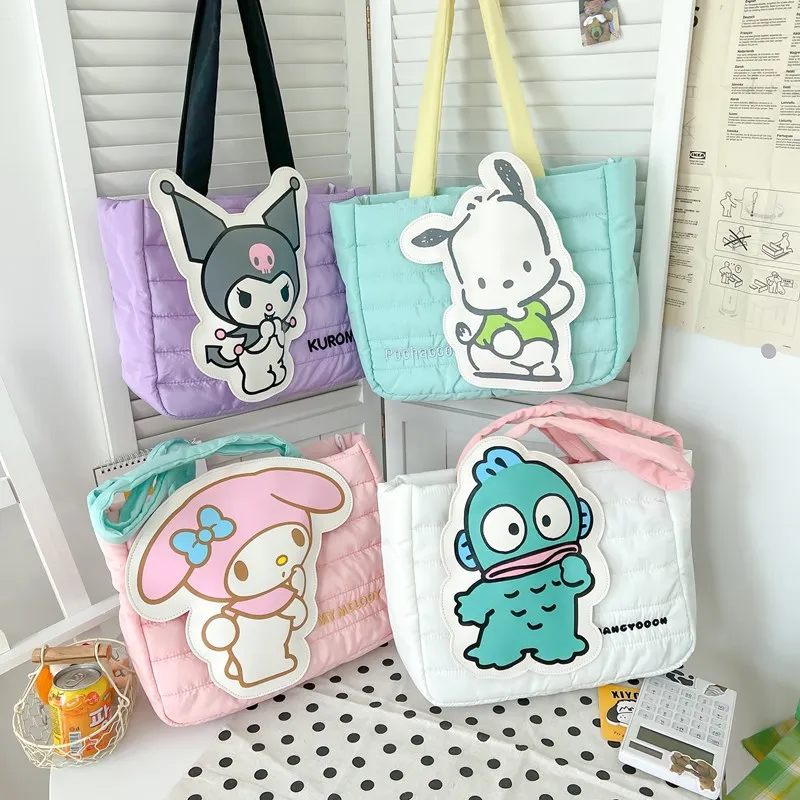 2024 New Kawaii Mys Melodys Cute Cartoon Kuromis Down Cloth Handbag Girl Heart Sweet Large Capacity Girls Shoulder Bags Gift personalized photo heart necklace projection custom photo pendant necklace for women girl anniversary gift birthday simple style