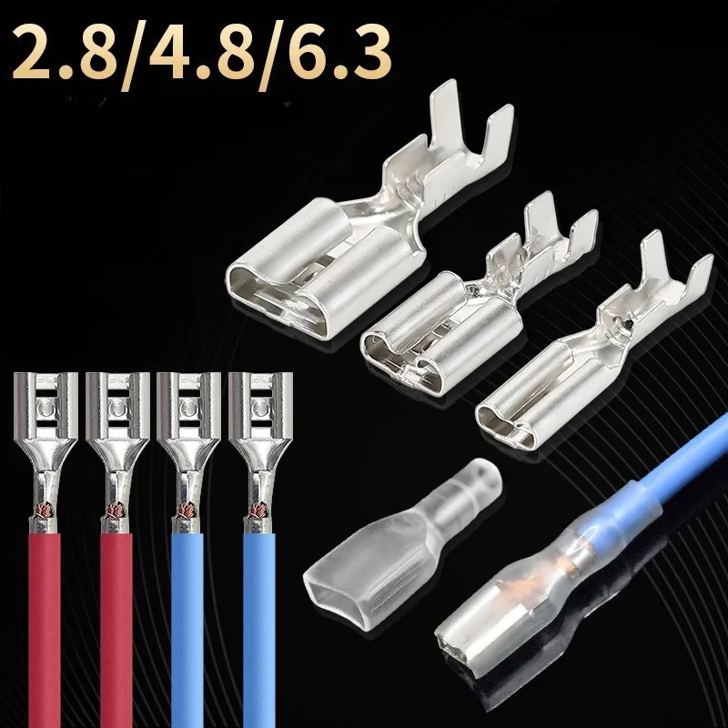 20 Sets 2.8/4.8/6.3mm Quick-connect Terminal with Insulating Bushing, Suitable for Wire Gauges From 22 To 16 AWG.