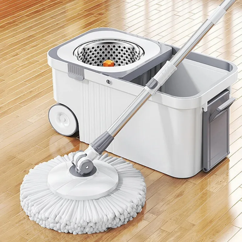 Rotary Mop Set with Bucket Extended Handle Hands‑Free Microfiber Floor Cleaning Tool