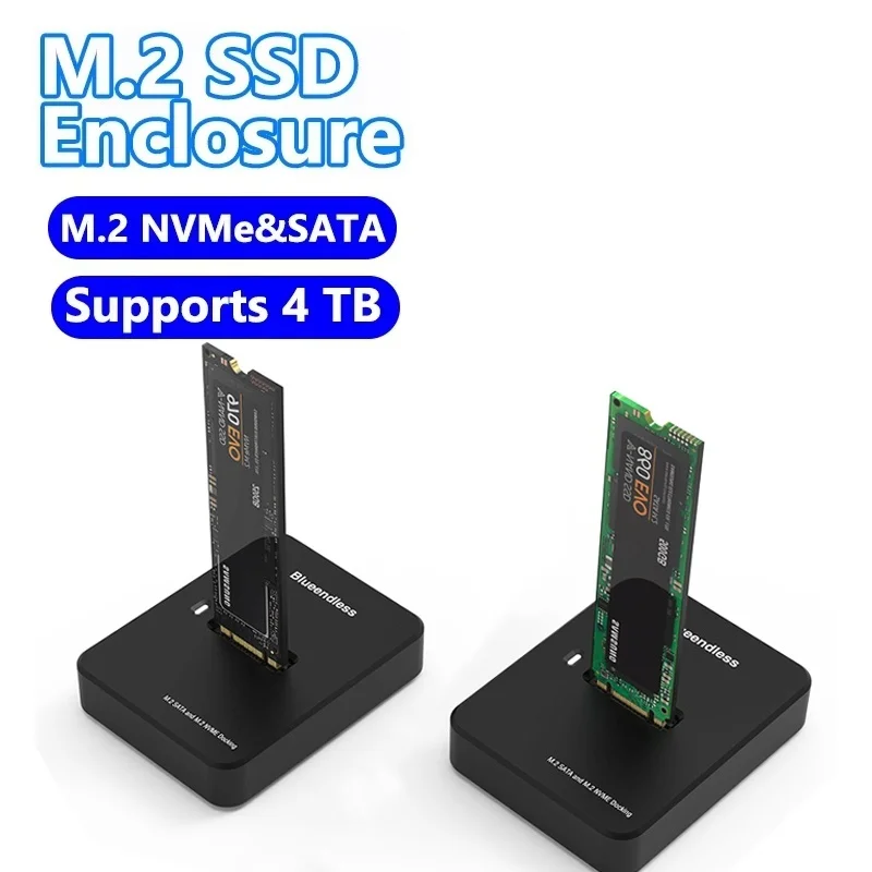 External SSD Hard Disk M.2 SSD Enclosure 10Gbps Online Reading Writing Speed SSD Case For M.2 NVME SATA SSD Docking Station Case