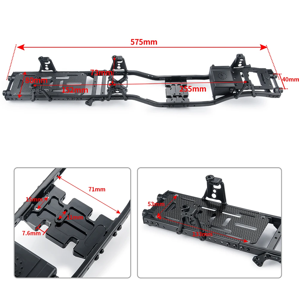 AXSPEED Metal Chassis Frame 6x6 for Axial SCX10 90046 90047 90027 90028 1/10 RC Crawler Car Upgrade Accessories