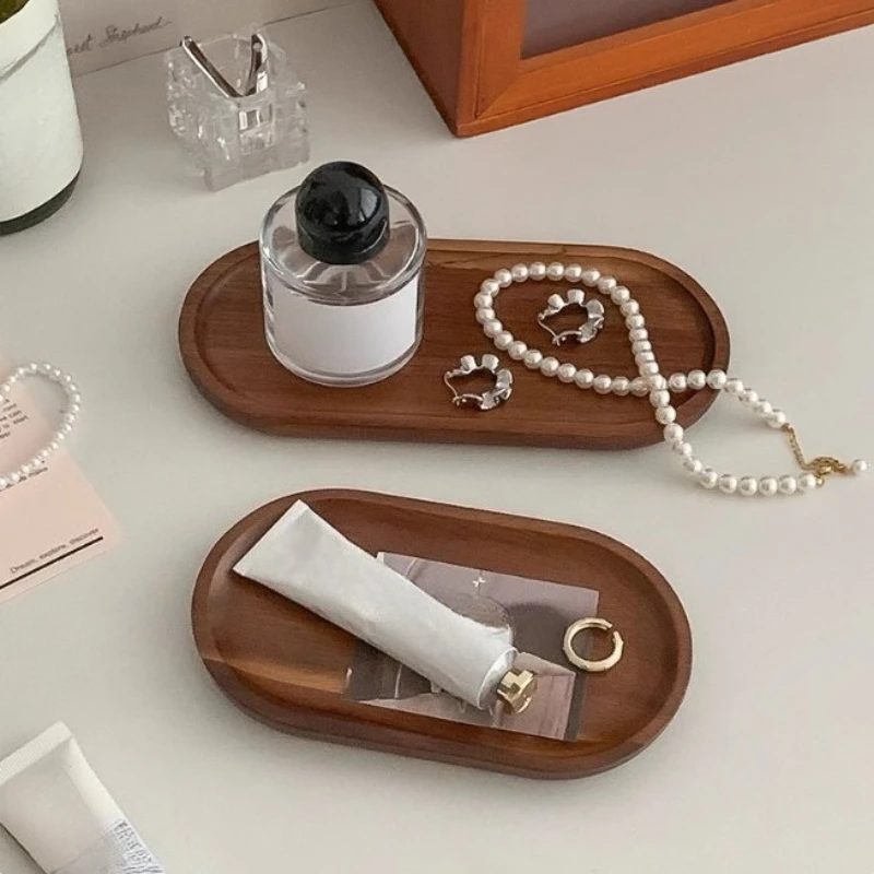 1pc Wooden Double-layer Jewelry Storage Box Double Layered Solid Wood Storage Rack Portable Jewelry Box Home Accessories
