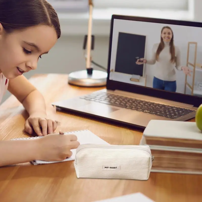 Cord-Bleistifttasche, modische Make-up-Tasche, Federmäppchen für Studenten, Make-up-Tasche, Cord-Kosmetiktaschen für Damen und Mädchen, Make-up-Geldbörse