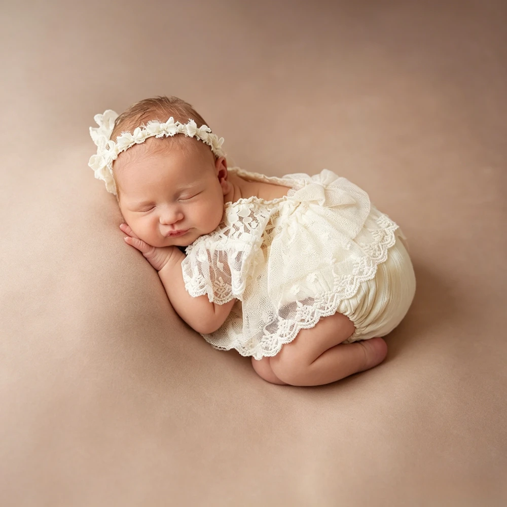 新生児写真撮影用小道具-女の赤ちゃん用-ホワイトレースチュールチュチュドレス-フリルショルダー-幼児写真撮影用衣装-0-1ヶ月