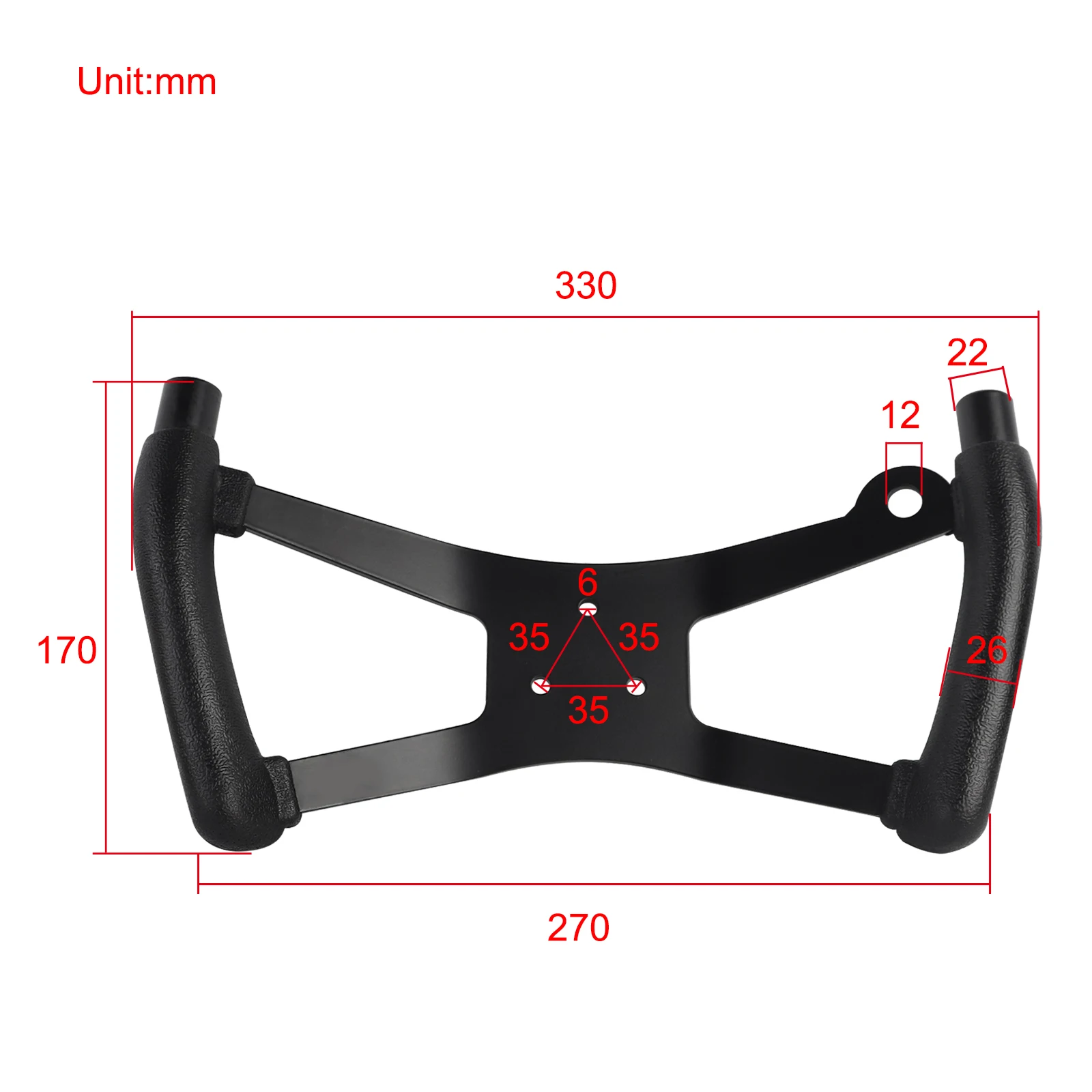 Steering Wheel Butterfly H Style Black For Offroad Sport Racing Kart Go Kart Buggy ATV