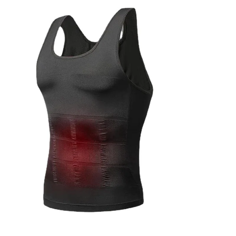 New Men's T-shirt Vest Slimming Body Shaper Chest Binder Slimming Waist Vest Sleeveless Fitness Sports Clothes Vest Sleeveless