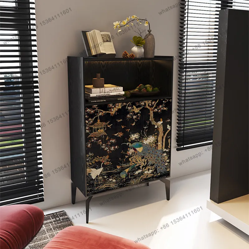 

Italian creative retro solid wood home living room integrated cabinet customization