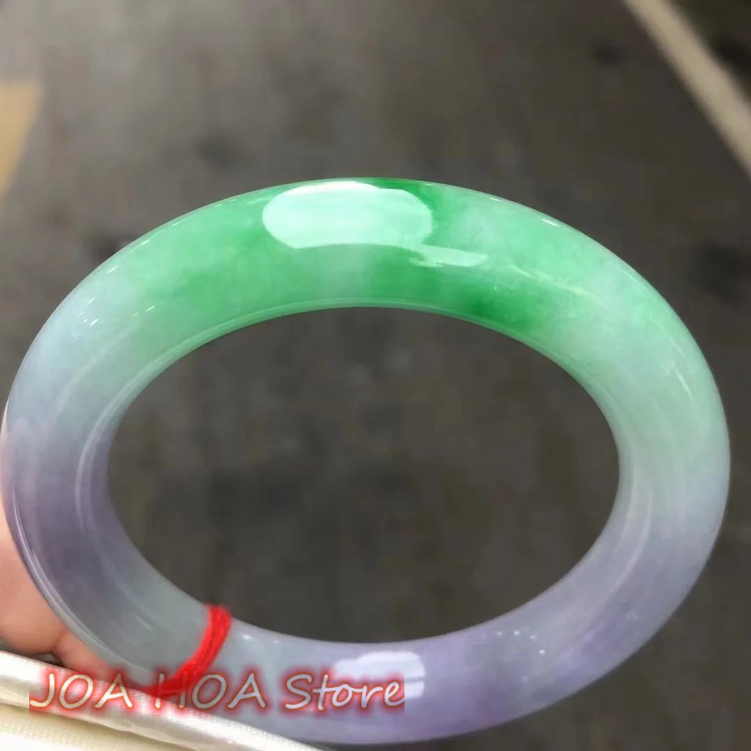 

Exquisite Tricolor Jadeite Bangle Natural Pattern Jade Bracelet Emerald Light Purple White Perfect Handring Men Woman Jewelry