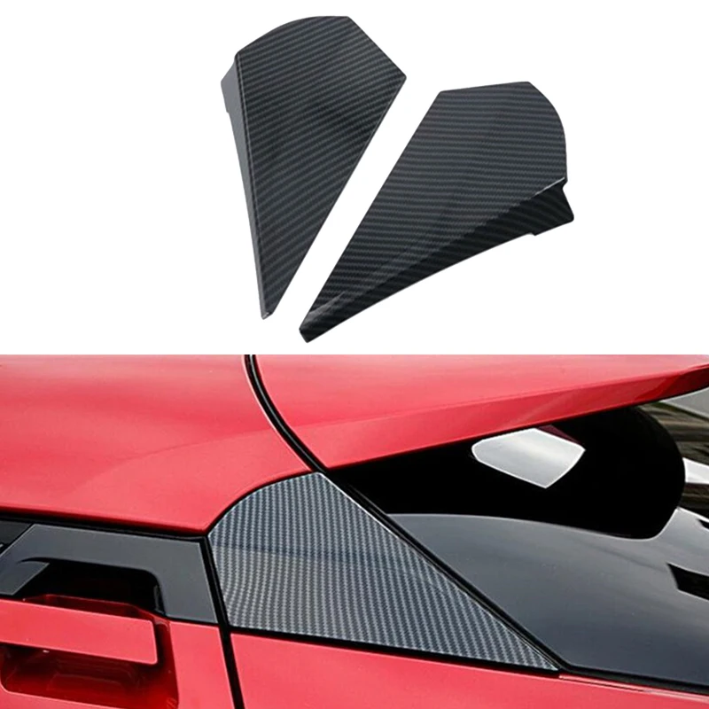 ABS Carbon Fiber Door Rear View Window Spoiler Triple-cornered Bezel Cover Trim for Toyota C-HR CHR 2016-2020