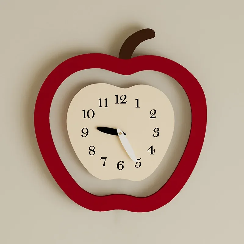 Apple Wall Clocks Hanging Wall-mounted Decoration Desktop Clock for Modern Living Room Home Decor Gifts