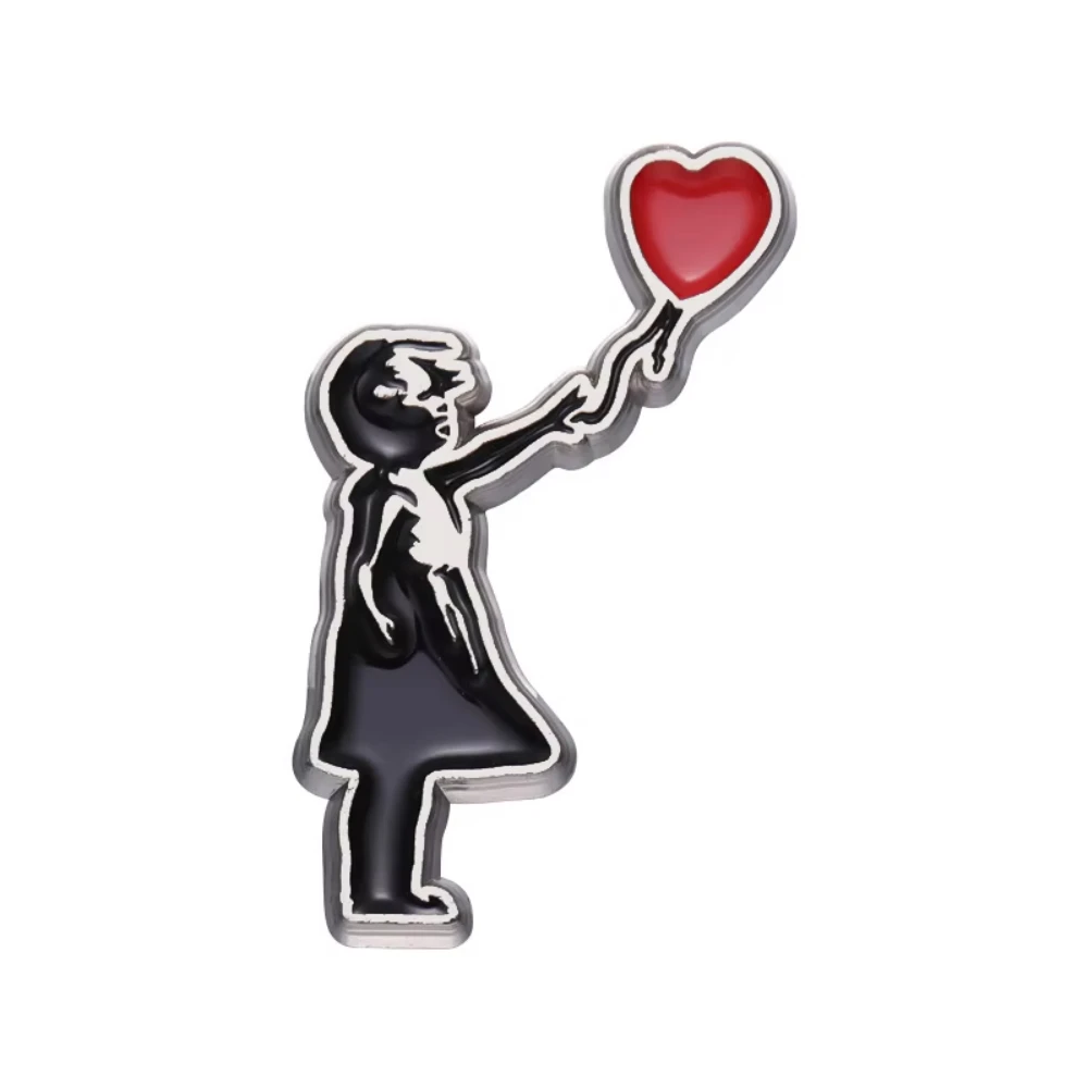 Banksy Street Art Enamel Pin Girl With Balloon Flower Thrower Brooch Metal Lapel Badge Backpack Decor Gift