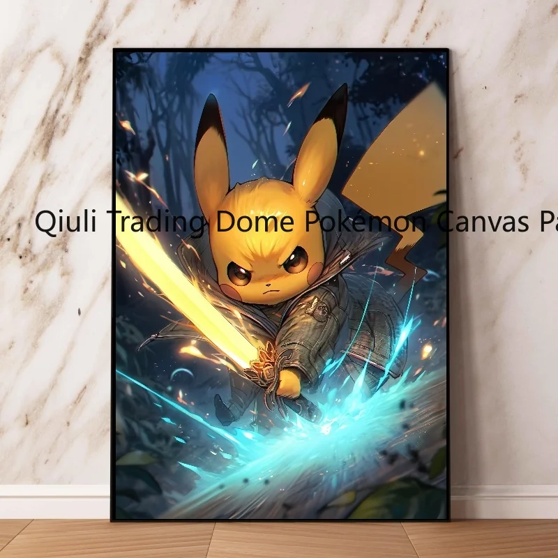 Klassische Anime Leinwand drucke Pokemon Action figuren Pikachu Dekoration Gemälde Bild Wohnzimmer Poster Wohnkultur bestes Geschenk