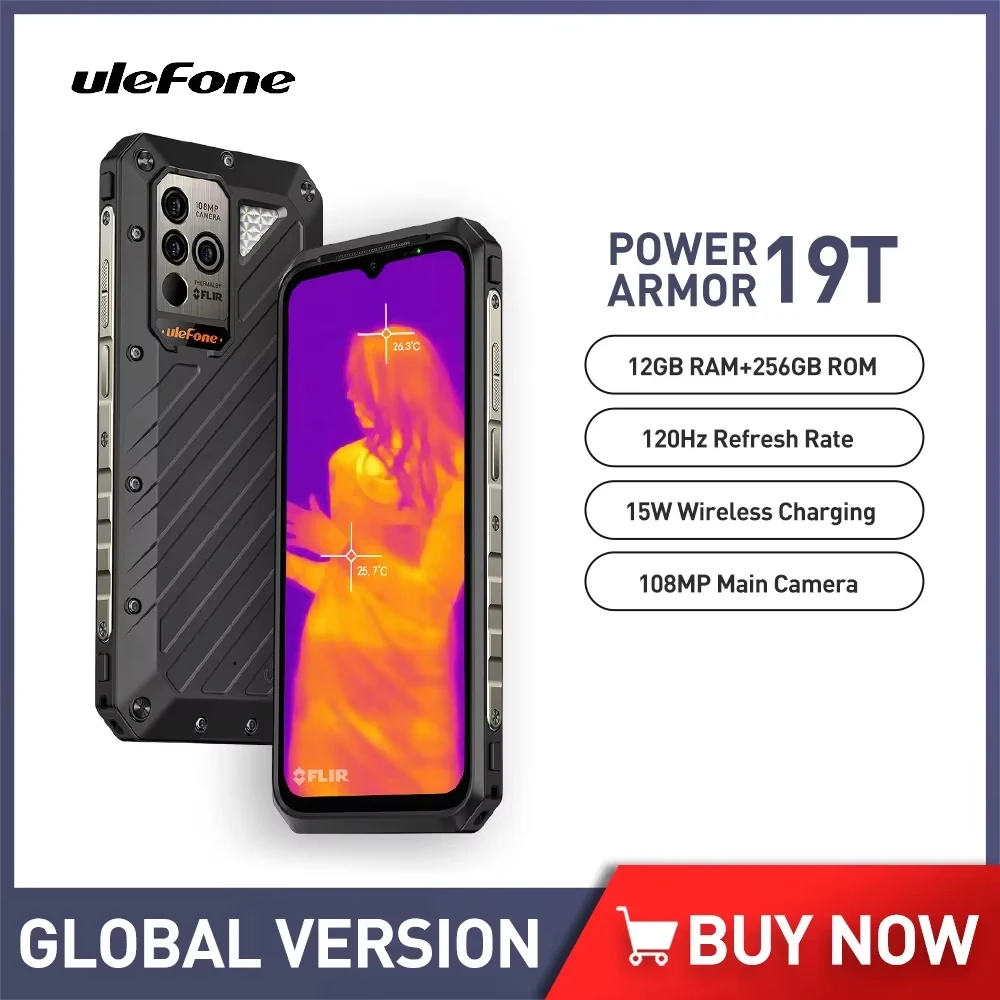 Ulefone Power Armor 19T 4G Wytrzymały smartfon Android Obrazowanie termiczne 12GB 256GB Helio G99 9600mAh 108MP 66W Telefon komórkowy w sprzedaży