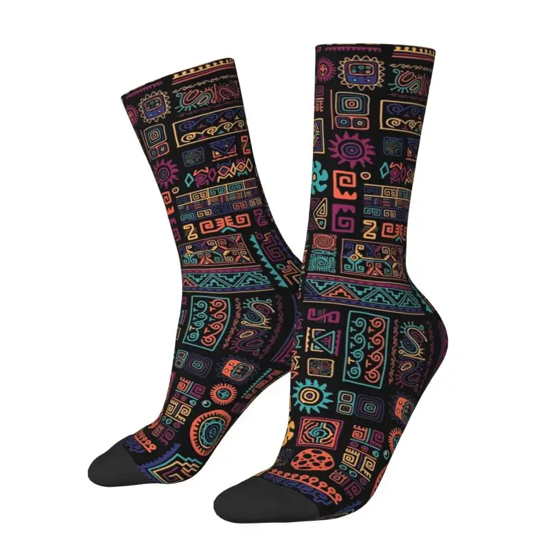 Afrikanische ethnische Stammes kunst Muster Kleid Socken Herren Frauen warme lustige Neuheit Afrika Ankara Print Crew Socken